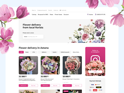 Flower online store concept ui ux web