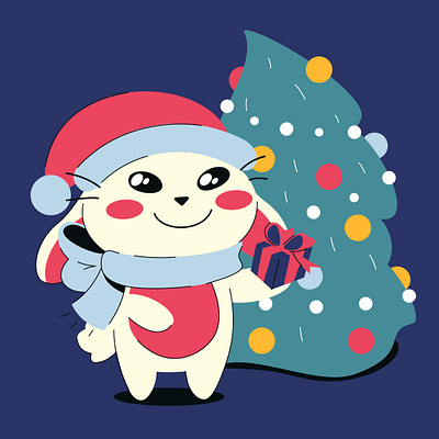 Banny's December artwork character happy new year illustration rabbit vector