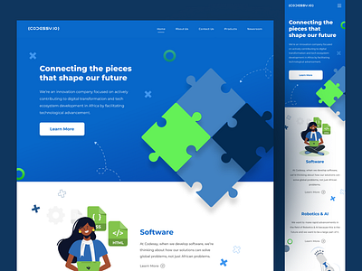 Creative Tech Start Up Landing Page create creative hero section illustration landing page mobile responsive tech ui web