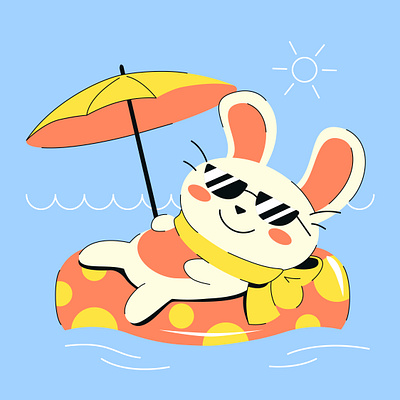 Banny's July artwork character illustration july rabbit vector