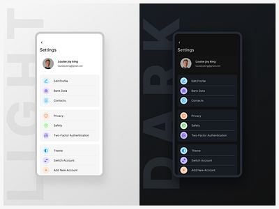 Settings page UI Design