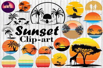 Sunset SVG Bundle bundle graphics summer sunrise sunrise beach sunset background sunset beach sunset silhouette tropical island svg tropical sunset vacation clipart