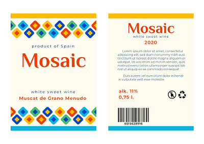 Wine labels for the wine "Mosaic" adobe illustrator branding design graphic design label label design package vector wine