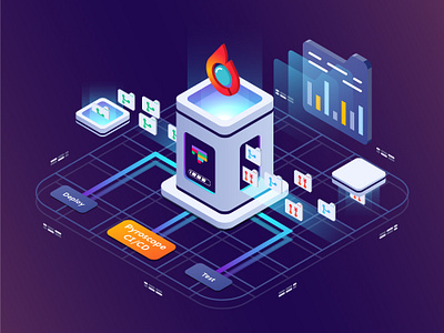 Pyroscope isometric illustration 3d adobe adobe illustrator art design development futuristic graphic design illustration illustrator isom isometric isometry it technology vector