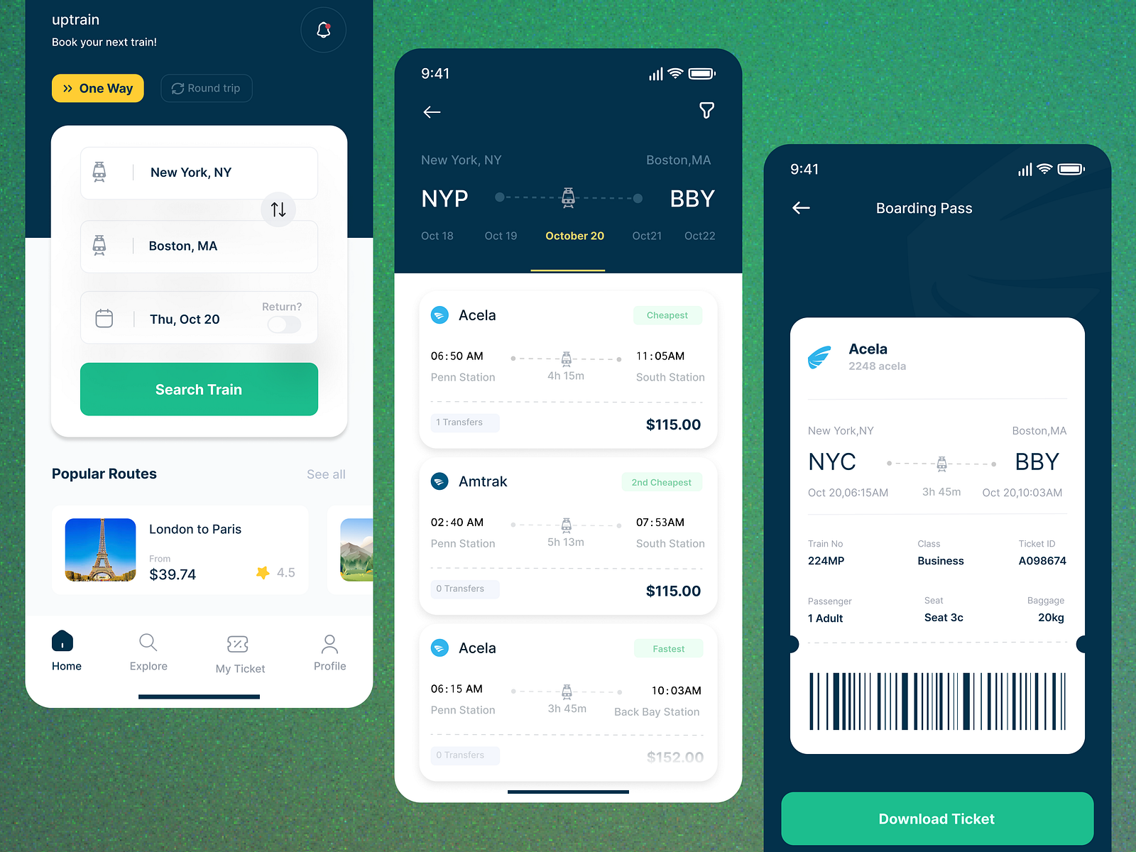 train ticket ui design... by Initio TechMedia Pvt Ltd on Dribbble