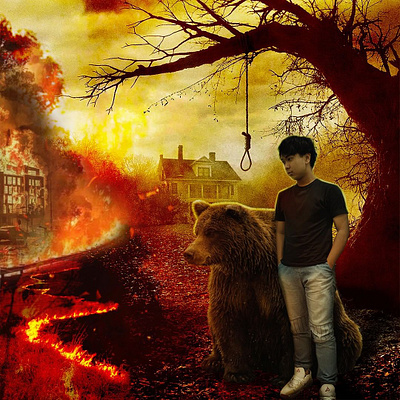 Manipulation with Bear illustration manipulation photoshop