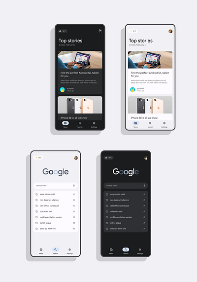 News and Web Search App app material you news search ui