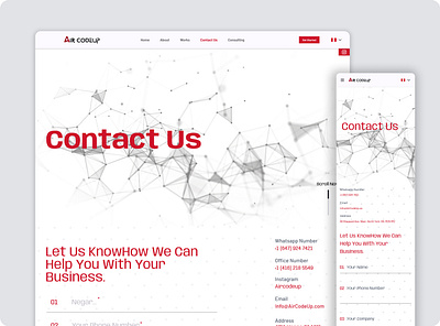 AirCodeUp website-contact Us app contact us graphic design landing page ui ux