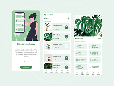 Plant care mobile app app care design illustration mobile plant care plants ui web
