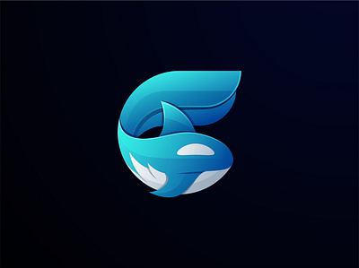 Orca aquatic branding gradient icon logo modern orca wild