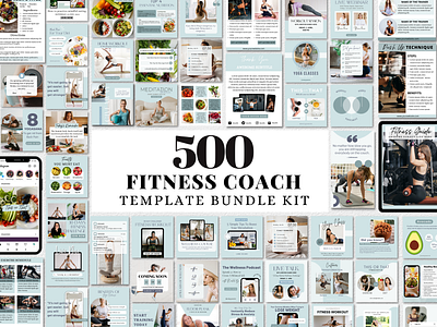 500 Fitness Instagram Template Bundle branding ebook template fitness instagram template instagram post template instagram template social media template kit