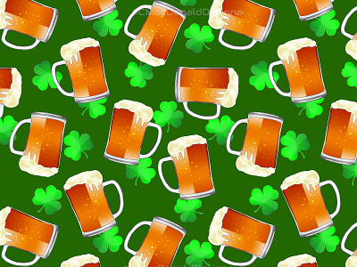 Saint Patricks Beer Mugs repeat pattern repeating pattern seamless pattern surface pattern designer surfacedesign textile pattern