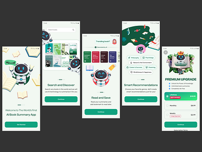 [Onboarding & Direct Store] Book Summary Android App app design ui ux