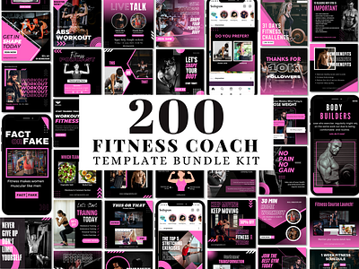 200 Fitness Instagram template branding fitness instagram template fitness social media template fitness story template instagram post template