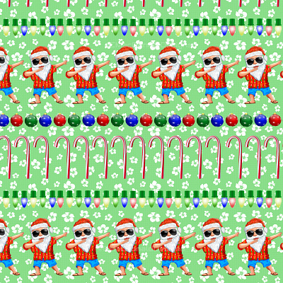 Dabbing Beach Santa Ugly Sweater Pattern repeat pattern repeating pattern seamless pattern surface pattern designer surfacedesign textile pattern