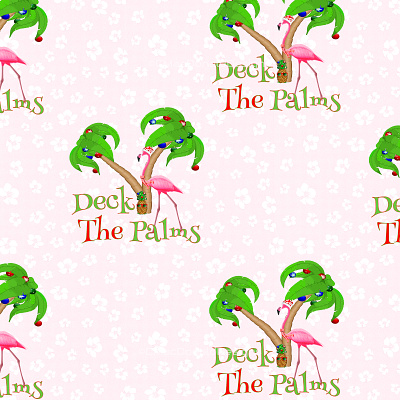 Deck The Palms Beach Xmas repeat pattern repeating pattern seamless pattern surface pattern designer surfacedesign textile pattern