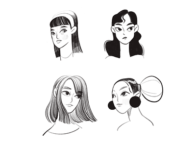 Random female faces illustration