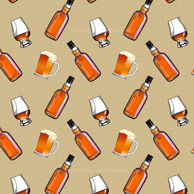 Whiskey and Beer repeat pattern repeating pattern seamless pattern surface pattern designer surfacedesign textile pattern