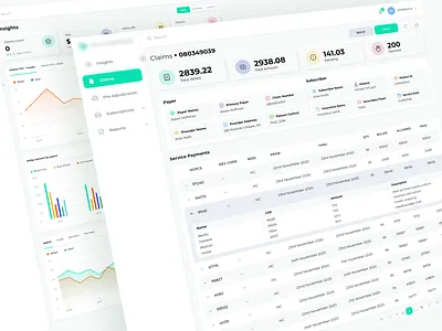 Claims analytic claims clean design data visualisation expanded table insurance medical claim dashboard medical dashboard medical web app saas app table interaction web ui webapp