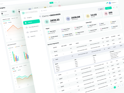 Claims analytic claims clean design data visualisation expanded table insurance medical claim dashboard medical dashboard medical web app saas app table interaction web ui webapp