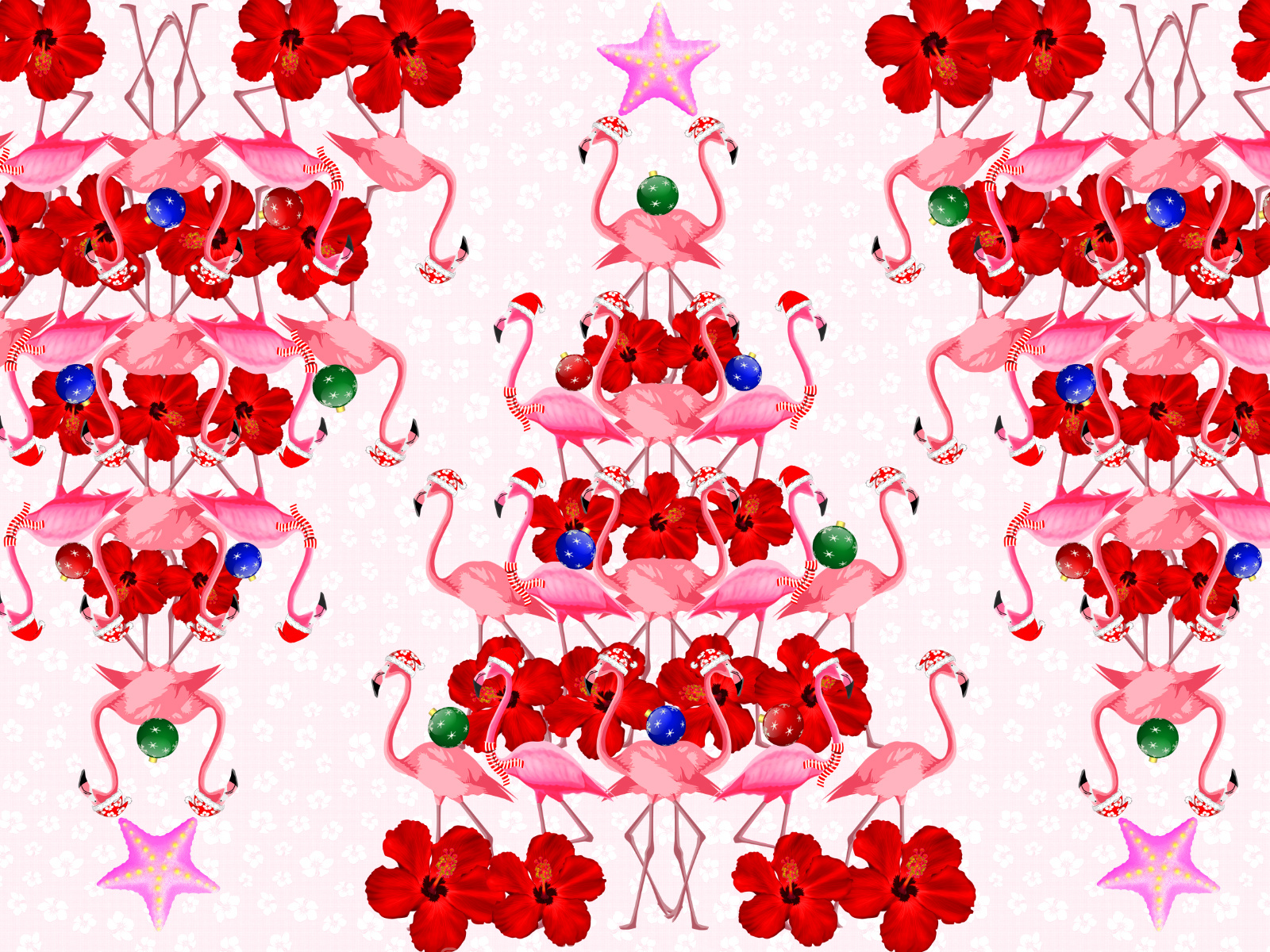 Pink Flamingo Xmas Tree Pattern by Chris MacDonald on Dribbble