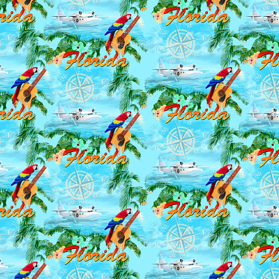 Florida Island Music repeat pattern repeating pattern seamless pattern surface pattern designer surfacedesign textile pattern