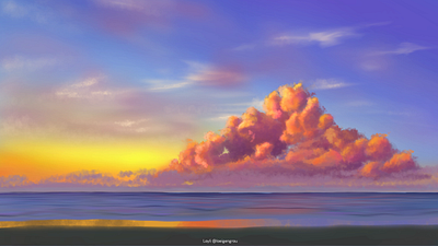 Sunset Clouds on Beach 2d animation animation background art beach clouds environment art illustration medibangpaint motion graphics parallax parallax effect photoshop sunset visual development