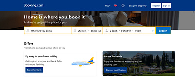 Booking.com- Search bar UI design/Hero section android app app design branding design logo ui ux vector