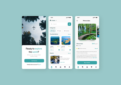 Travel app android app app design apps booking colorful colors concept design graphic design ios lakes mobile app mountains travel travelling ui ui design ux ux design