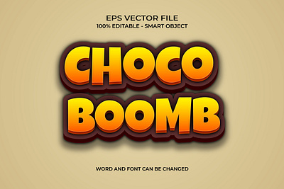 Choco Boomb 3D Editable text effect with brown gradient graphic