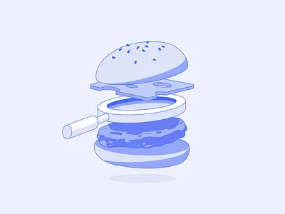 Food research illustration blog blue burger design flat food graphic design illustration ui vector