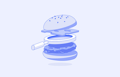 Food research illustration blog blue burger design flat food graphic design illustration ui vector