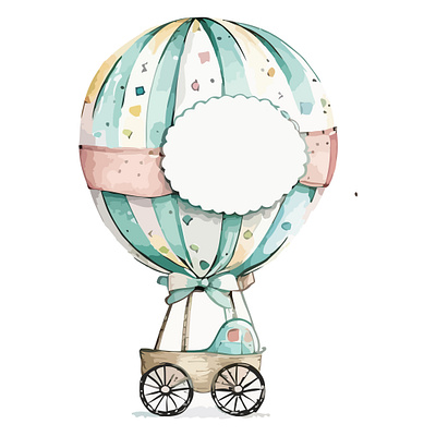 watercolor illustration with air balloon air transport blue watercolor fly graphic design hot air hot air balloon drawing hot ballon watercolor elements