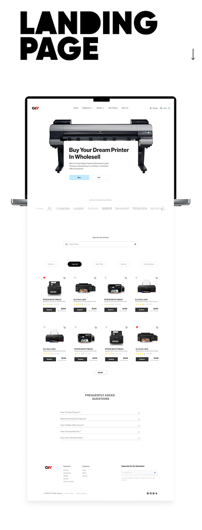 Printer Website Redesign graphic design printer website redesign ui uiux design website