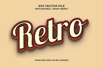 Retro 3D editable text style effect with brown gradient illustration