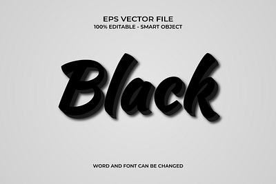 Black shadow 3D editable text style effect 3d