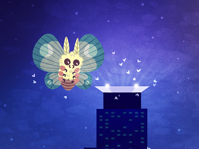 Moth WIP 2 capella tower childrens book illustration cityscape cute illustration minneapolis moth photoshop texture