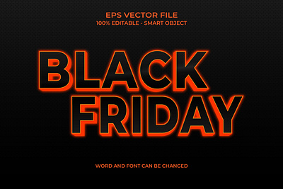 Editable 3D black friday text style effect with orrange color dark