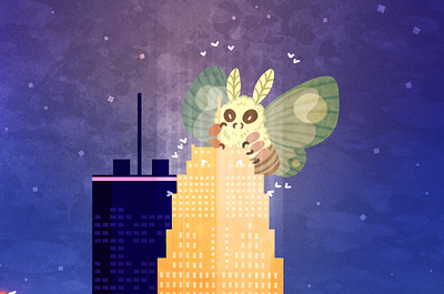 Moth WIP 3 childrens book illustration cityscape cute illustration minneapolis moth photoshop texture