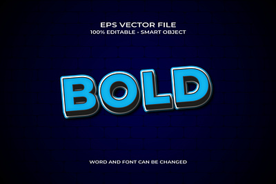 3D bold editable text style effect with dark blue color background