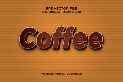 Editable 3D coffee text style effect with brown gradient fresh