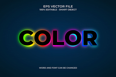 3D Color Editable Text Style effect with blue gradient elegant