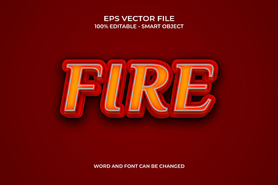 3D Editable fire text style effect with orange gradient background