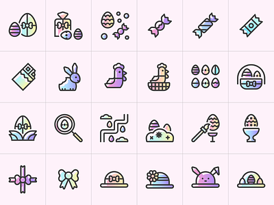 Easter icon set christian celebration easter easter bunny easter chocolates easter eggs easter eggs icons easter icon set easter icons easter rabbit flower icons gradient icons happy easter rabbit spring icons sweet icons vector easter