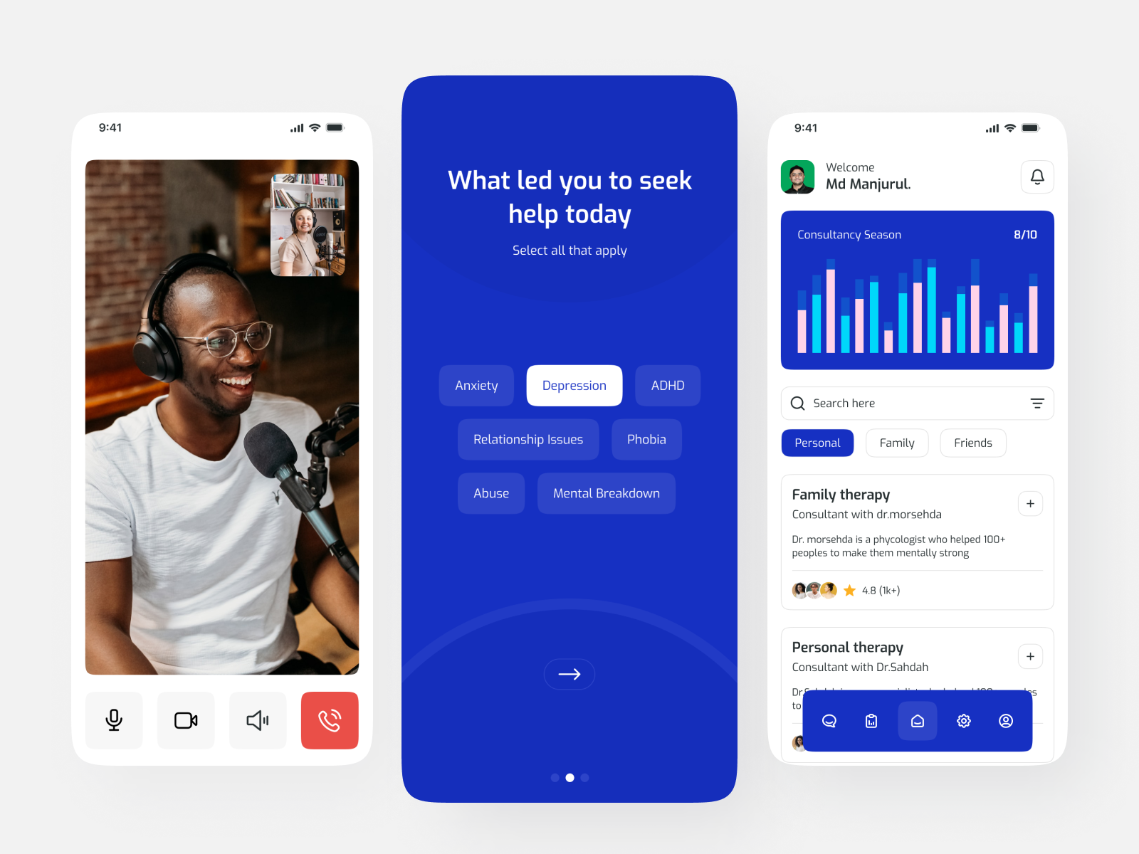 Meditak | Mental Health Mobile App Design accessibletechnology designforgood ios app mentalhealthapp mobile app mobile app design mobile application mobile ui product design ui ui design user experience ux design