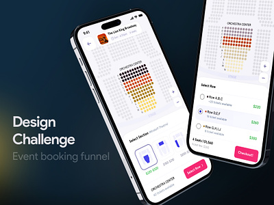 Case study: Event booking design challenge app booking design funnel mobile app product seat ticket ui