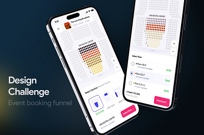 Case study: Event booking design challenge app booking design funnel mobile app product seat ticket ui