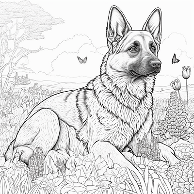 Dog Coloring Page Design coloring page for kids dog dogs floral flower flowers mandala