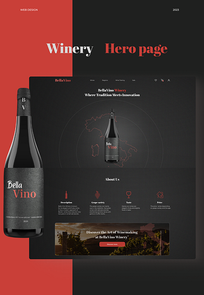 Winery Hero. Page | Wine Online Shop animation dark figma uiux wine winery shop