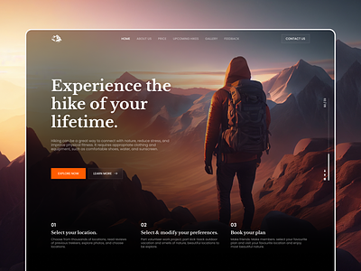 Landing page for Hike design dribbble hiking landingpage ui ui design uidesign ux website websitedesign